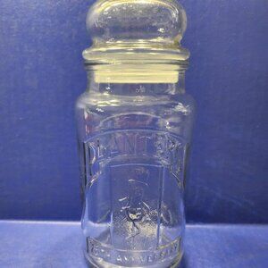 Vintage 1981 75th Anniversary Planners Mr Peanut Glass Jar With Lid Canister